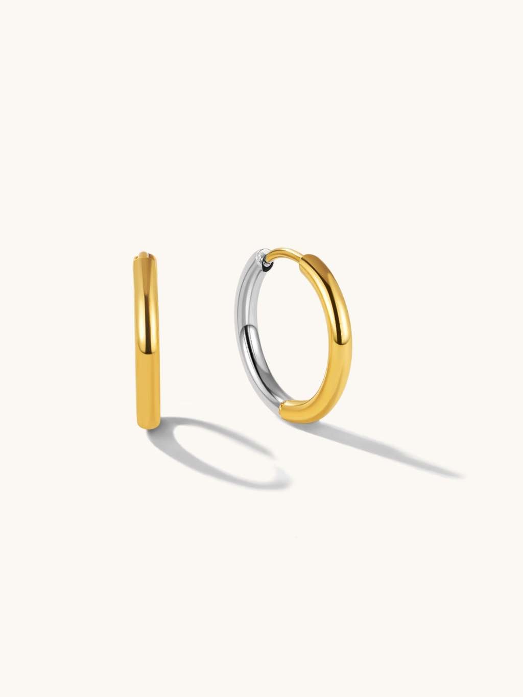 Smooth Two - Tone Hoop Ohrringe Gold Silber - Dorose | Wasserfester Schmuck, 18K vergoldet