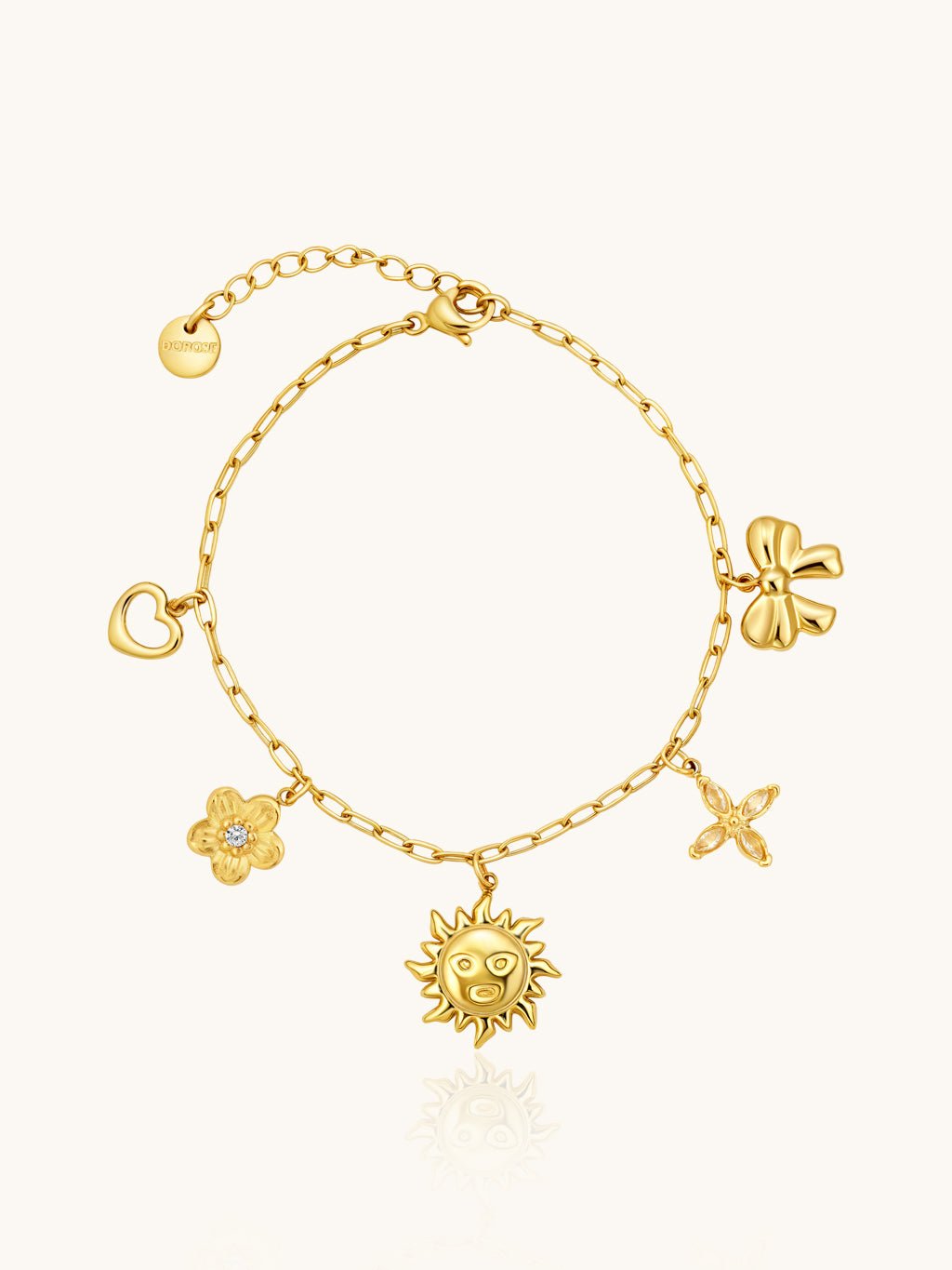 Sonne & Herz Gliederarmband Gold - Dorose | Wasserresistent, kein Verfärben