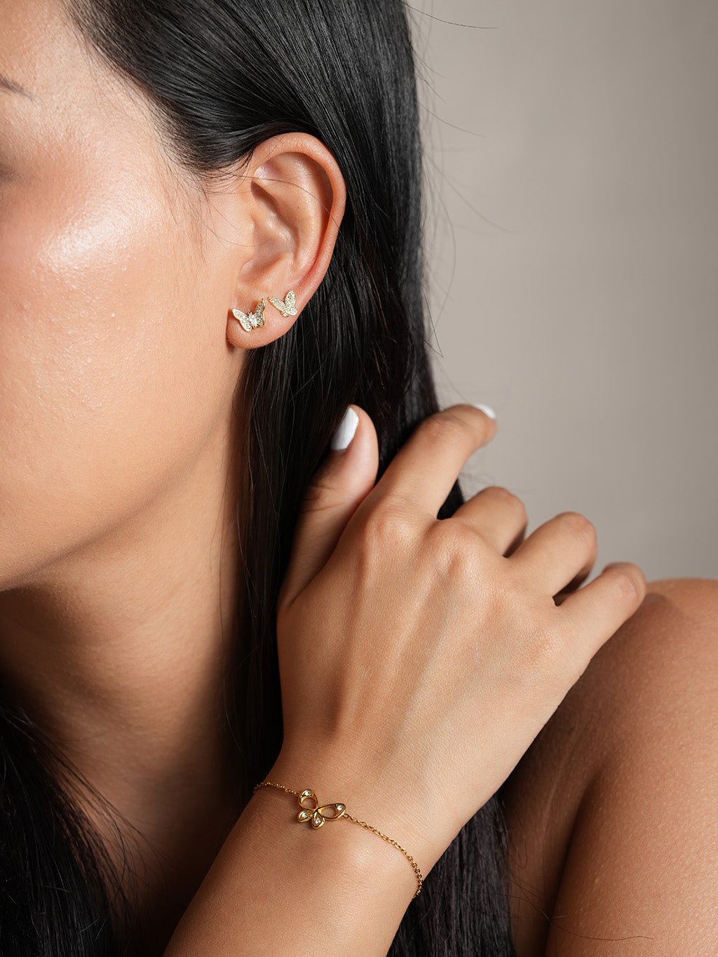 Sparkling Butterfly Studs Gold - Dorose | Wasserresistent, kein Verfärben