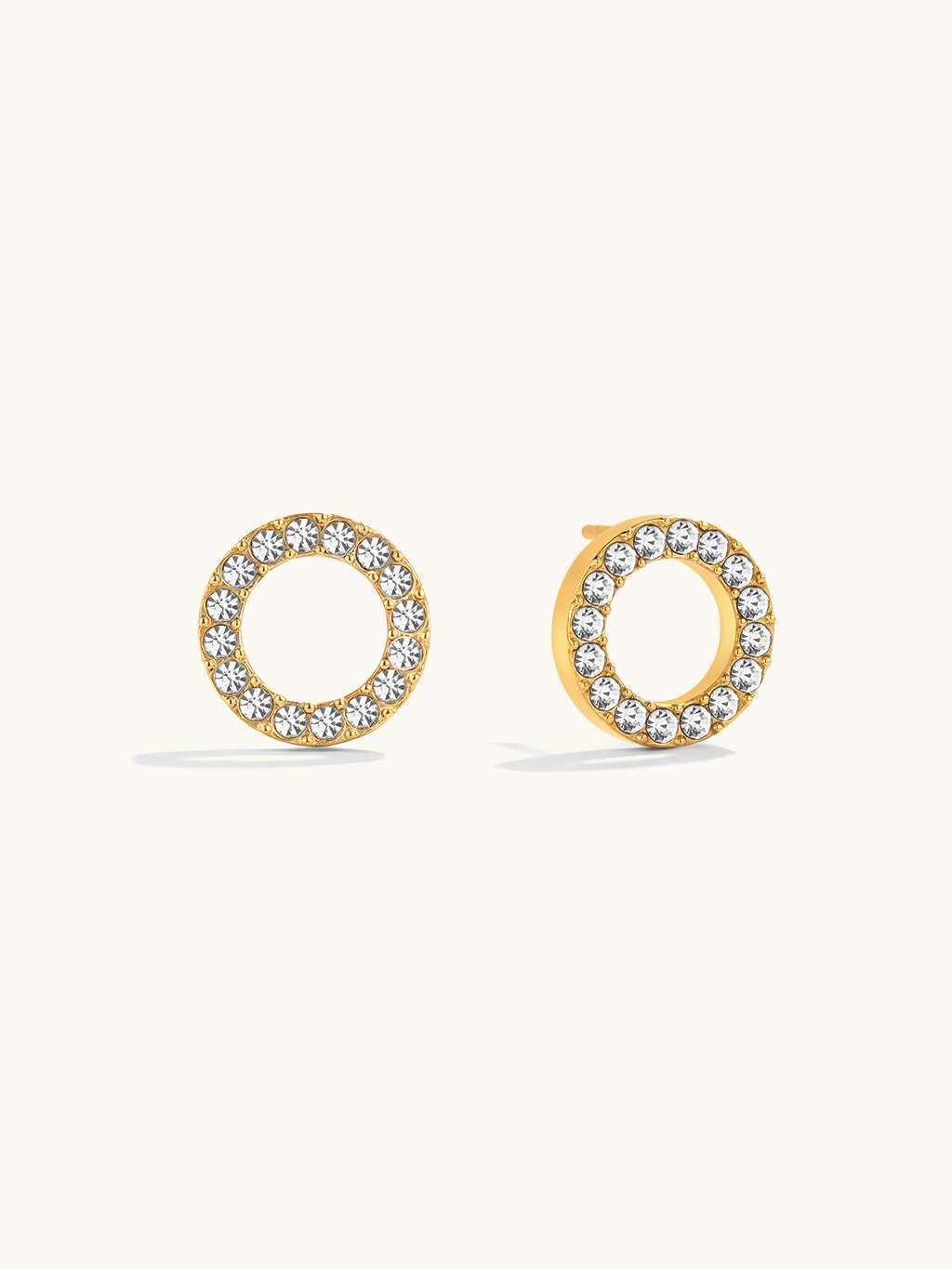 Sparkling Circle Ohrstecker Gold & Silber 8mm - Dorose | Wasserfester Schmuck, 18K vergoldet