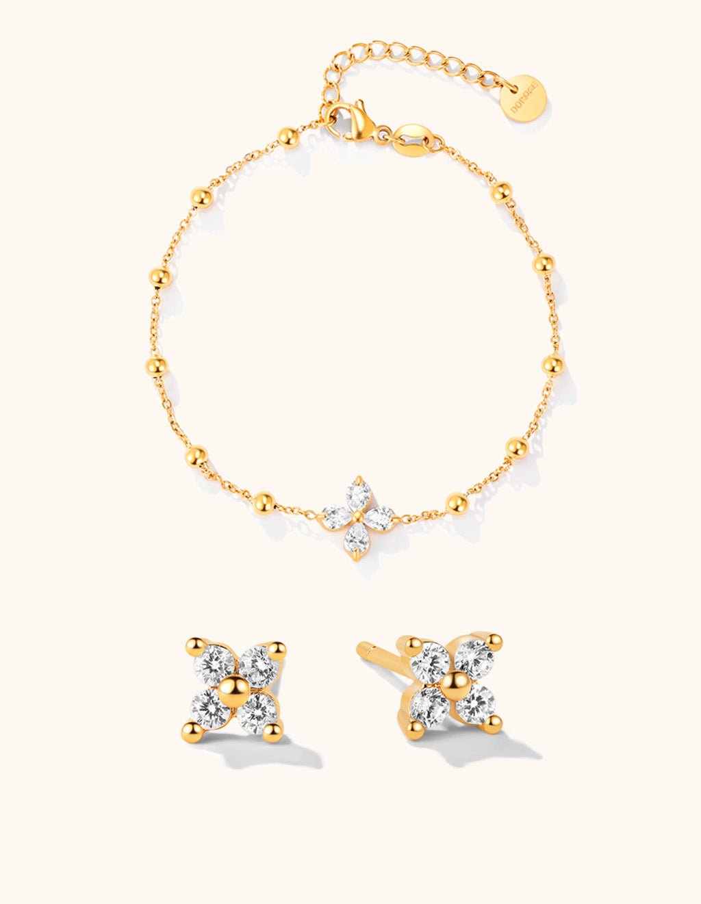 Sparkling Flower Armband & Lucky Stars Ohrringe Schmuck Set - Dorose | Wasserresistent, kein Verfärben