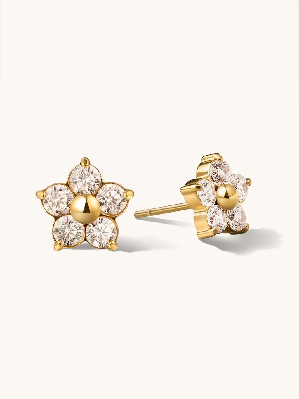 Sparkling Flower Ohrstecker Gold - Dorose | Wasserfester Schmuck, 18K vergoldet