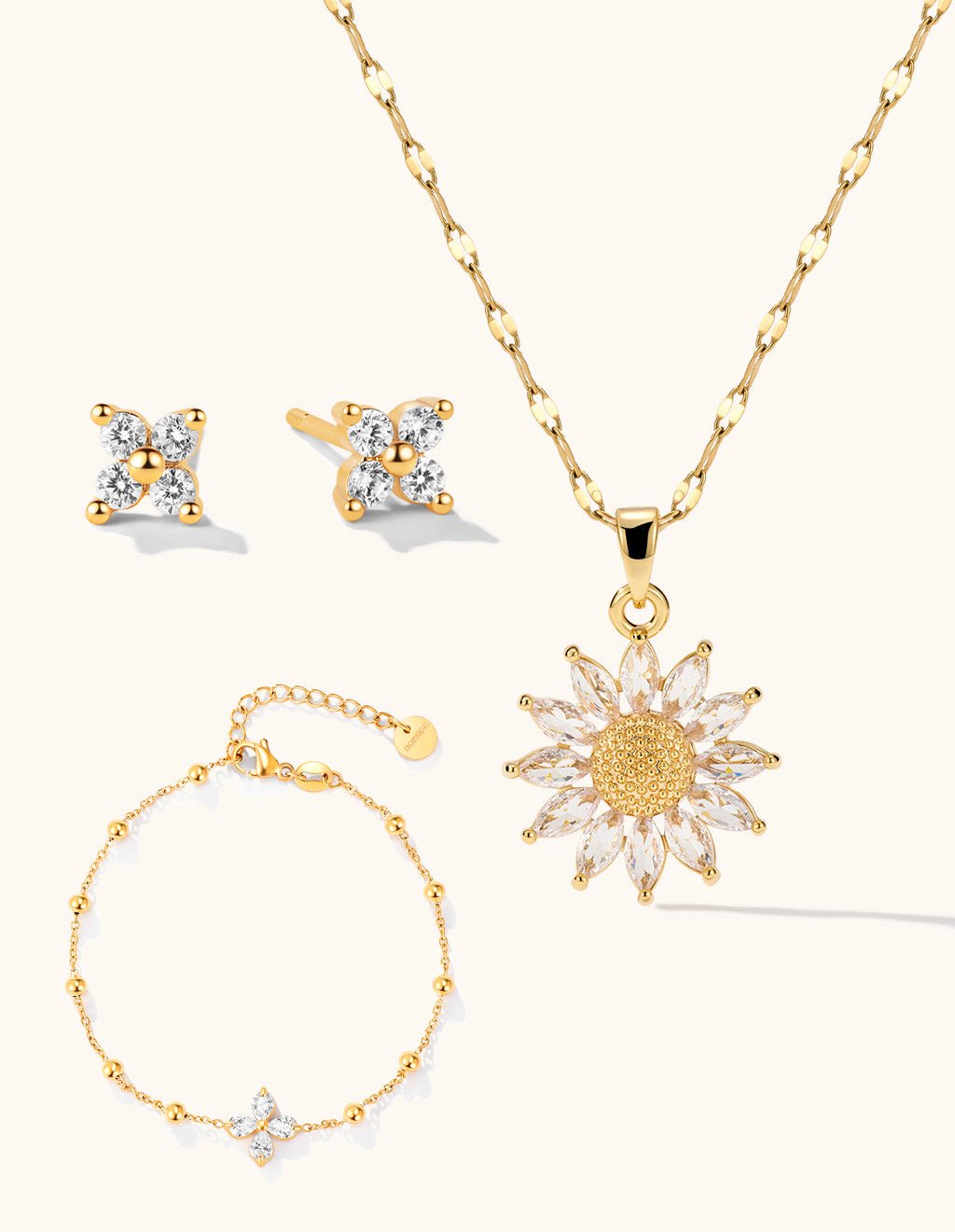 Sparkling Kette & Armband & Ohrringe Schmuck Set - Dorose | Wasserresistent, kein Verfärben