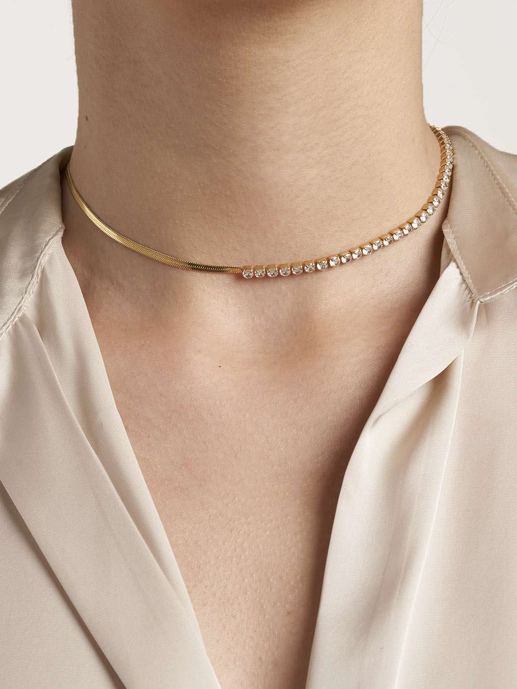Sparkling mit Schlangen Halskette Gold - Dorose | Wasserfester Schmuck, 18K vergoldet