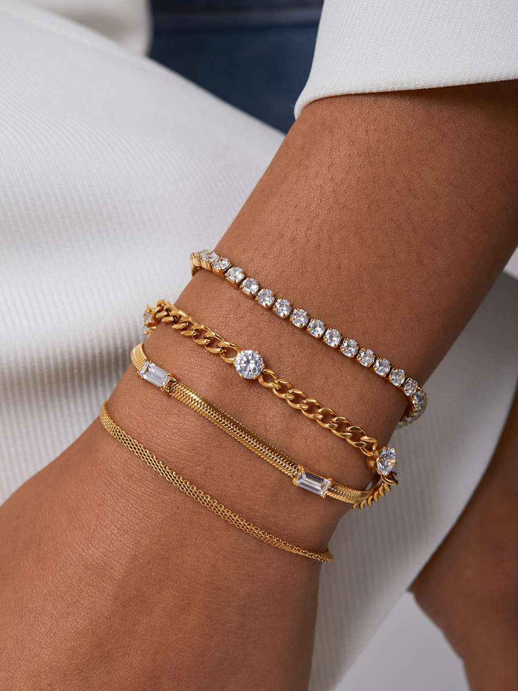 Sparkling Tennis Armband Gold - Dorose | Wasserfester Schmuck, 18K vergoldet