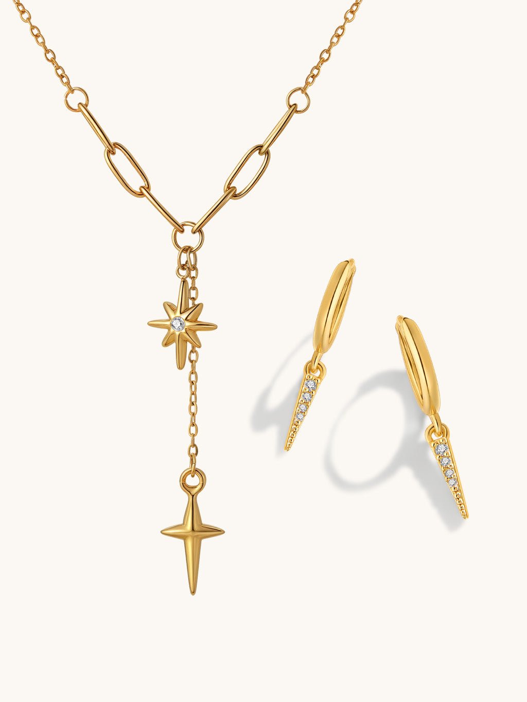 Star Drop Y-Kette & Ohrringe Schmuck Set - Dorose | Wasserresistent, kein Verfärben