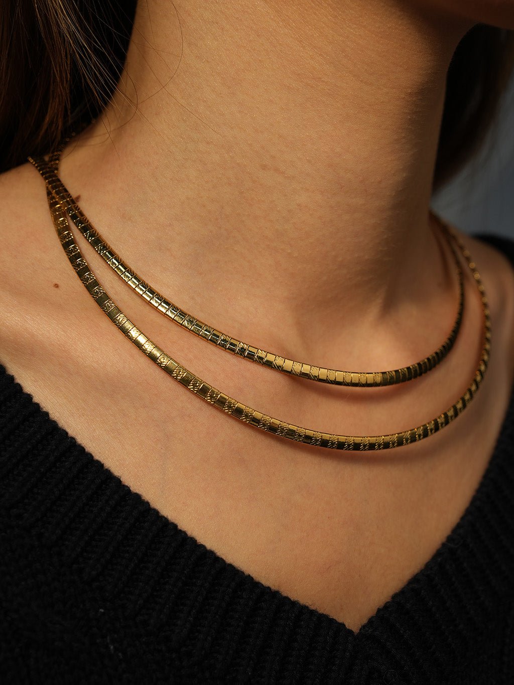 Star Heart Flat Snake Choker Kette Gold - Dorose | Wasserresistent, kein Verfärben