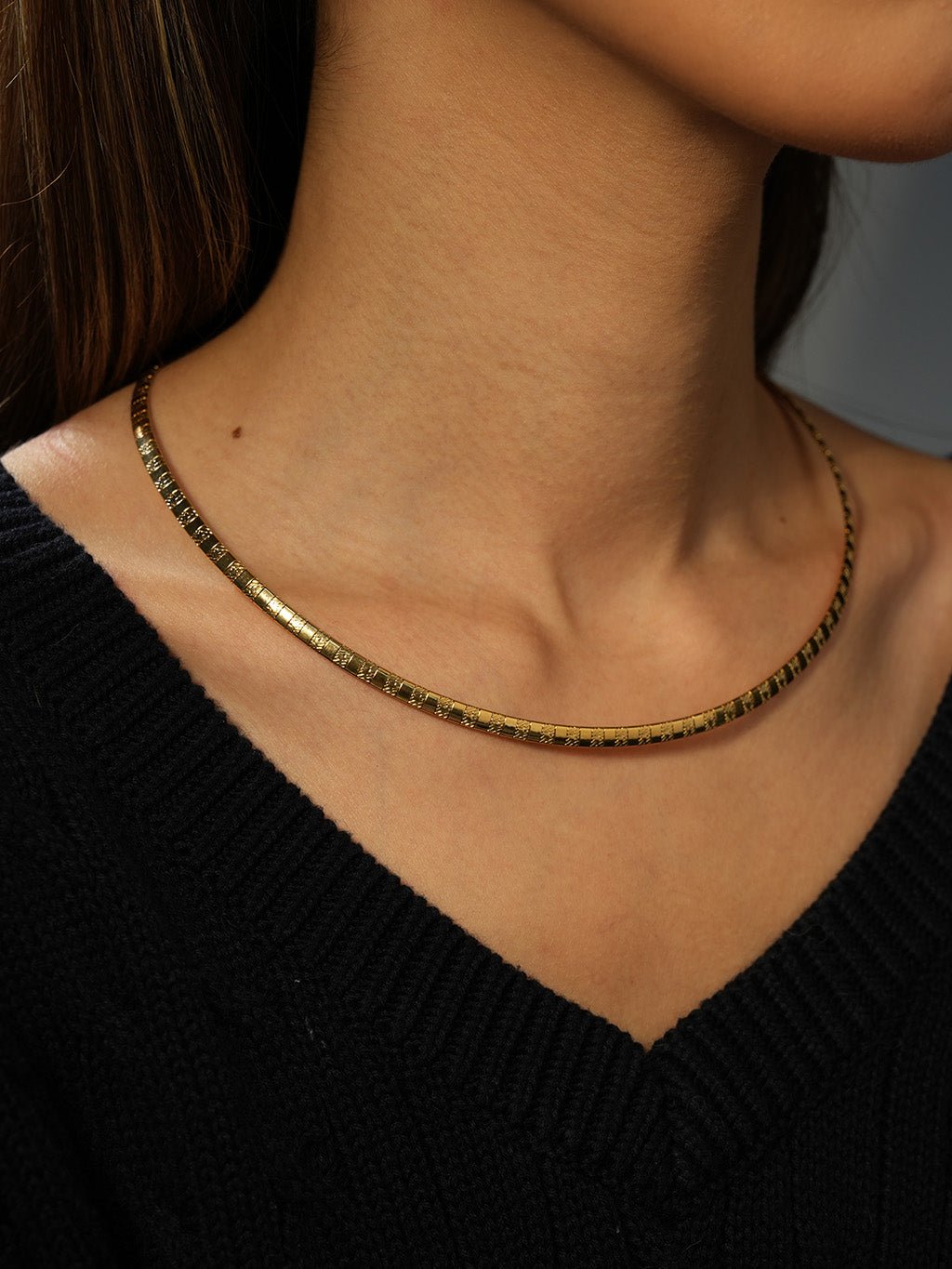 Star Heart Flat Snake Choker Kette Gold - Dorose | Wasserresistent, kein Verfärben