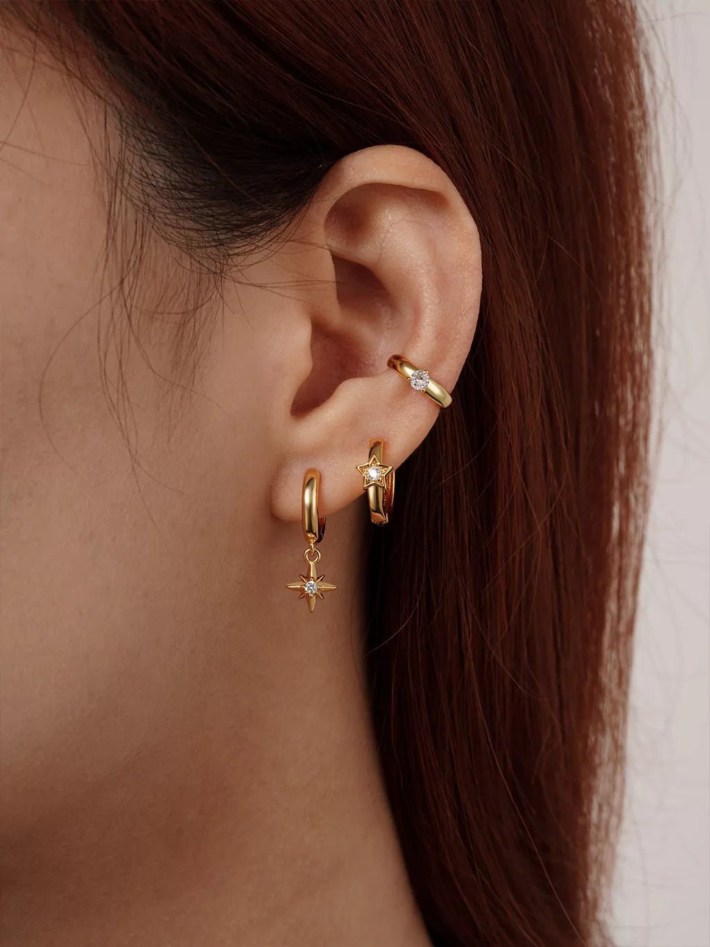 Star Hoop Ohrringe Gold 8,8mm - Dorose | Wasserfester Schmuck, 18K vergoldet
