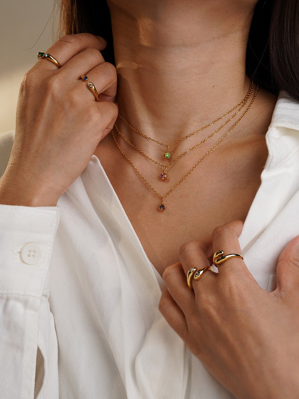 Stellar Halskette mit Grün Zirkonia Gold - Dorose | Wasserresistent, kein Verfärben