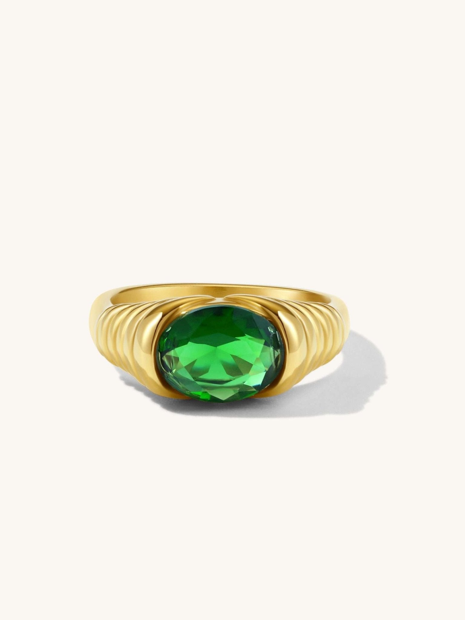 Stripe Emerald Ring Gold 56 - Dorose | Wasserfester Schmuck, 18K vergoldet