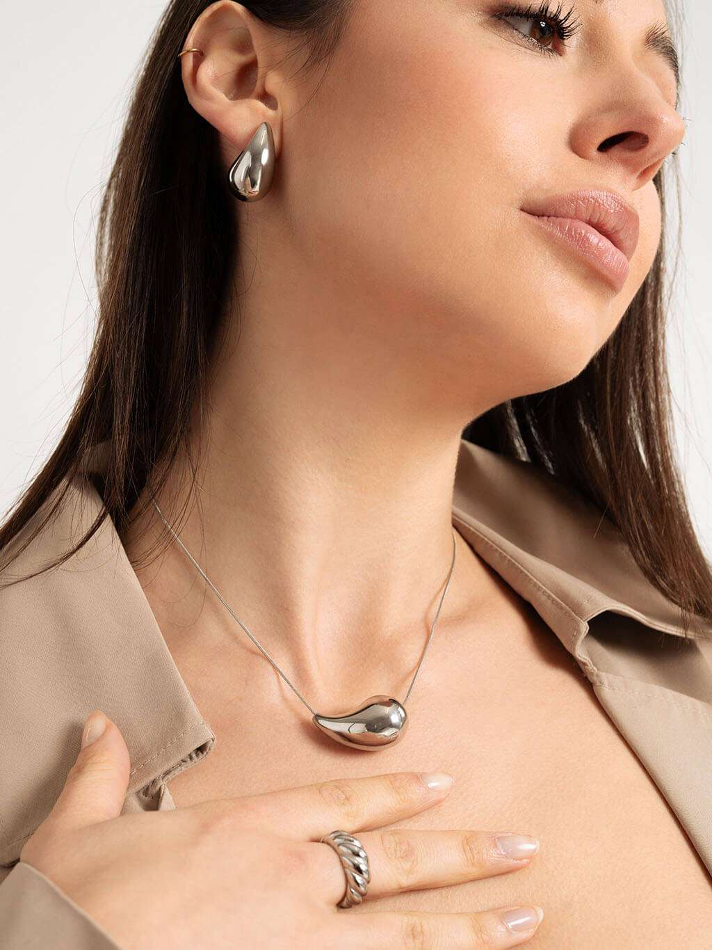 Sugar Halskette & Ohrringe Schmuck Set Silber - Dorose | Wasserfester Schmuck, 18K vergoldet