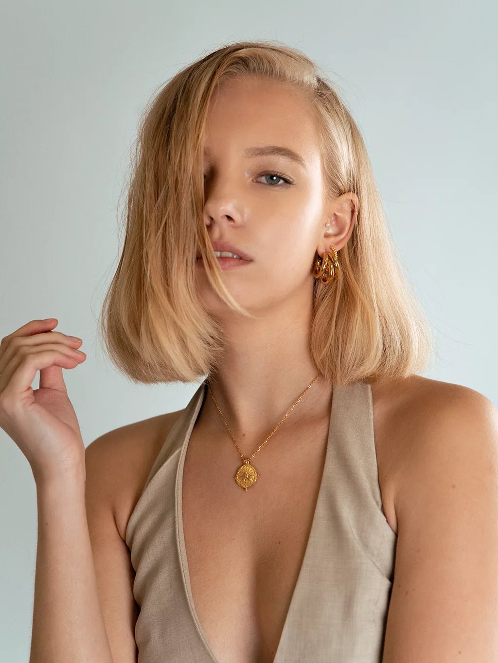 Sugar Ohrringe & Triple Illusion Ohrringe Gold Schmuck Set - Dorose | Wasserfester Schmuck, 18K vergoldet