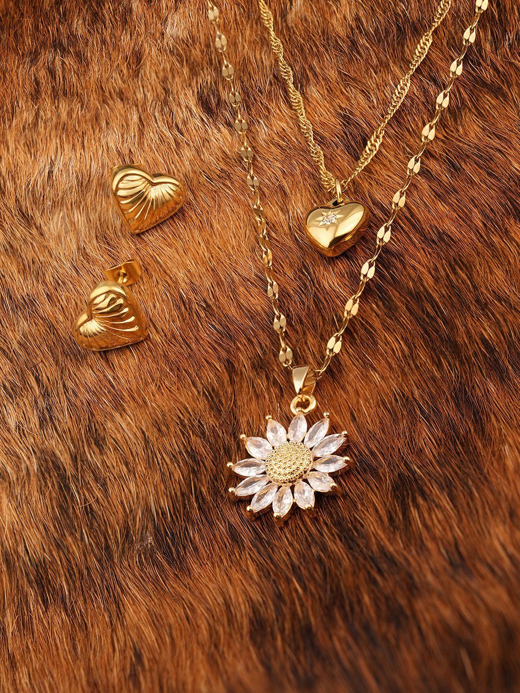 Texture Heart Ohrringe Gold - Dorose | Wasserresistent, kein Verfärben