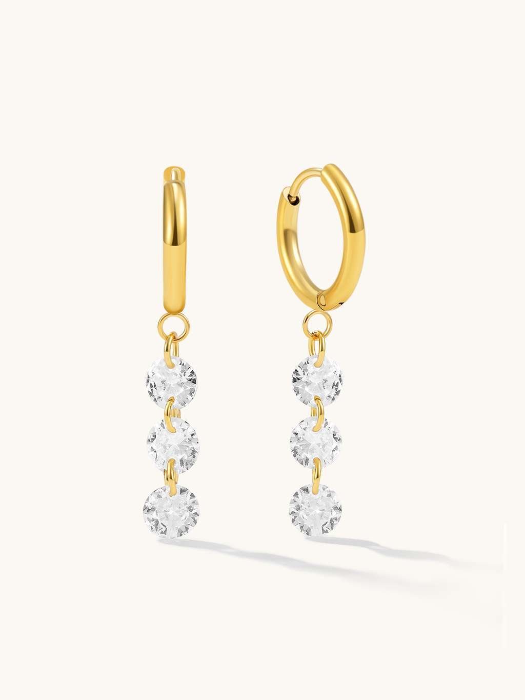 Three Shining Stars Hoop Ohrringe Gold - Dorose | Wasserfester Schmuck, 18K vergoldet