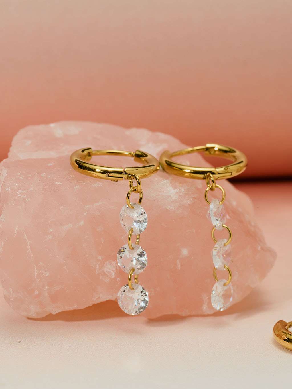 Three Shining Stars Hoop Ohrringe Gold - Dorose | Wasserfester Schmuck, 18K vergoldet