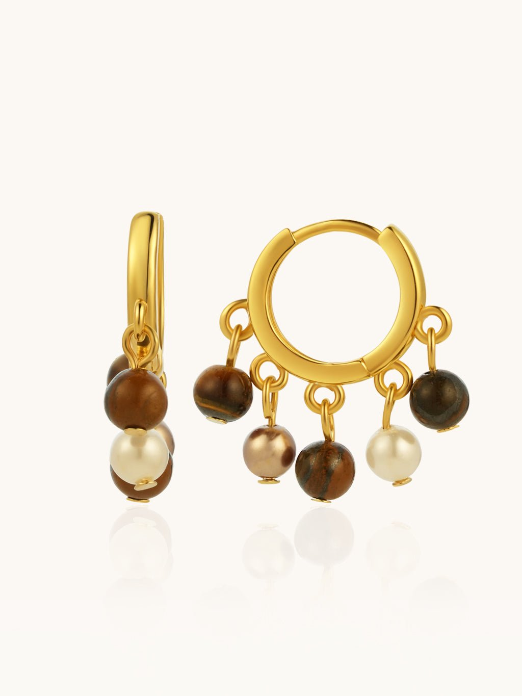 Tigerauge Perlen - Fransen Ohrringe - Dorose | Wasserresistent, kein Verfärben