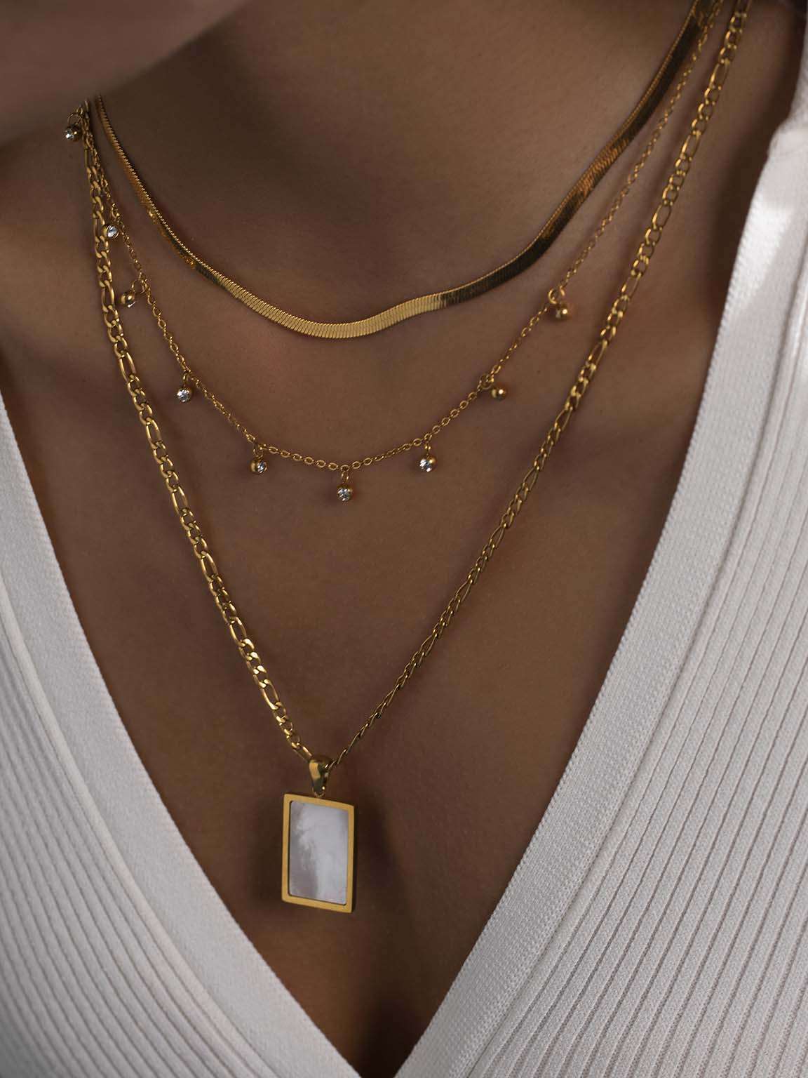 Traumhafter Spiegelreflexion - Halskette Gold - Dorose | Wasserfester Schmuck, 18K vergoldet