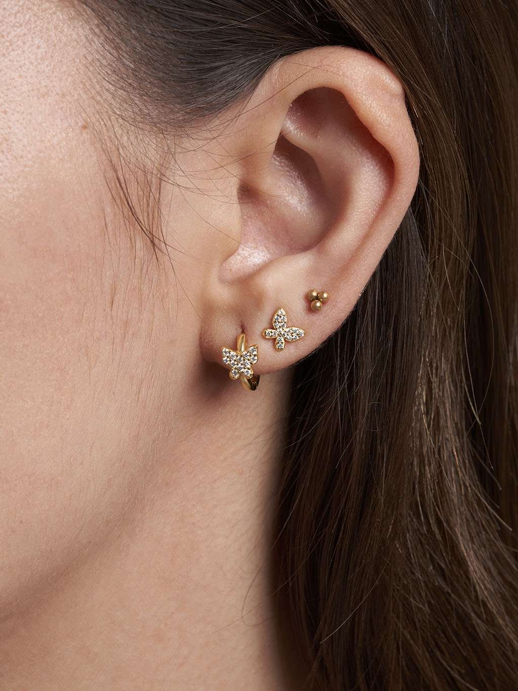 Trio Dot Ohrstecker Gold - Dorose | Wasserfester Schmuck, 18K vergoldet
