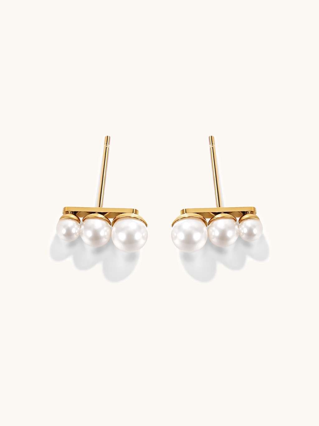 Trio Pearl Ohrringe Gold - Dorose | Wasserfester Schmuck, 18K vergoldet