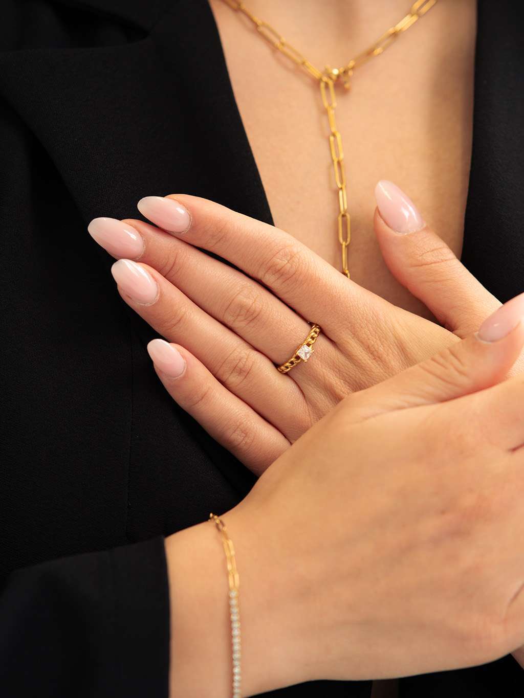 Twist Chain Shine Ring Gold - Dorose | Wasserfester Schmuck, 18K vergoldet