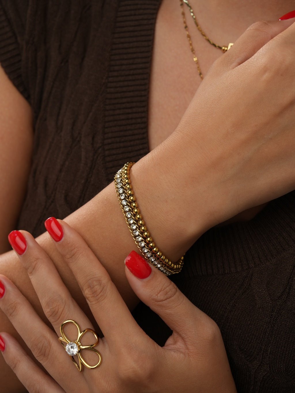 Twisted Sparkling Tennis Armband Gold - Dorose | Wasserresistent, kein Verfärben