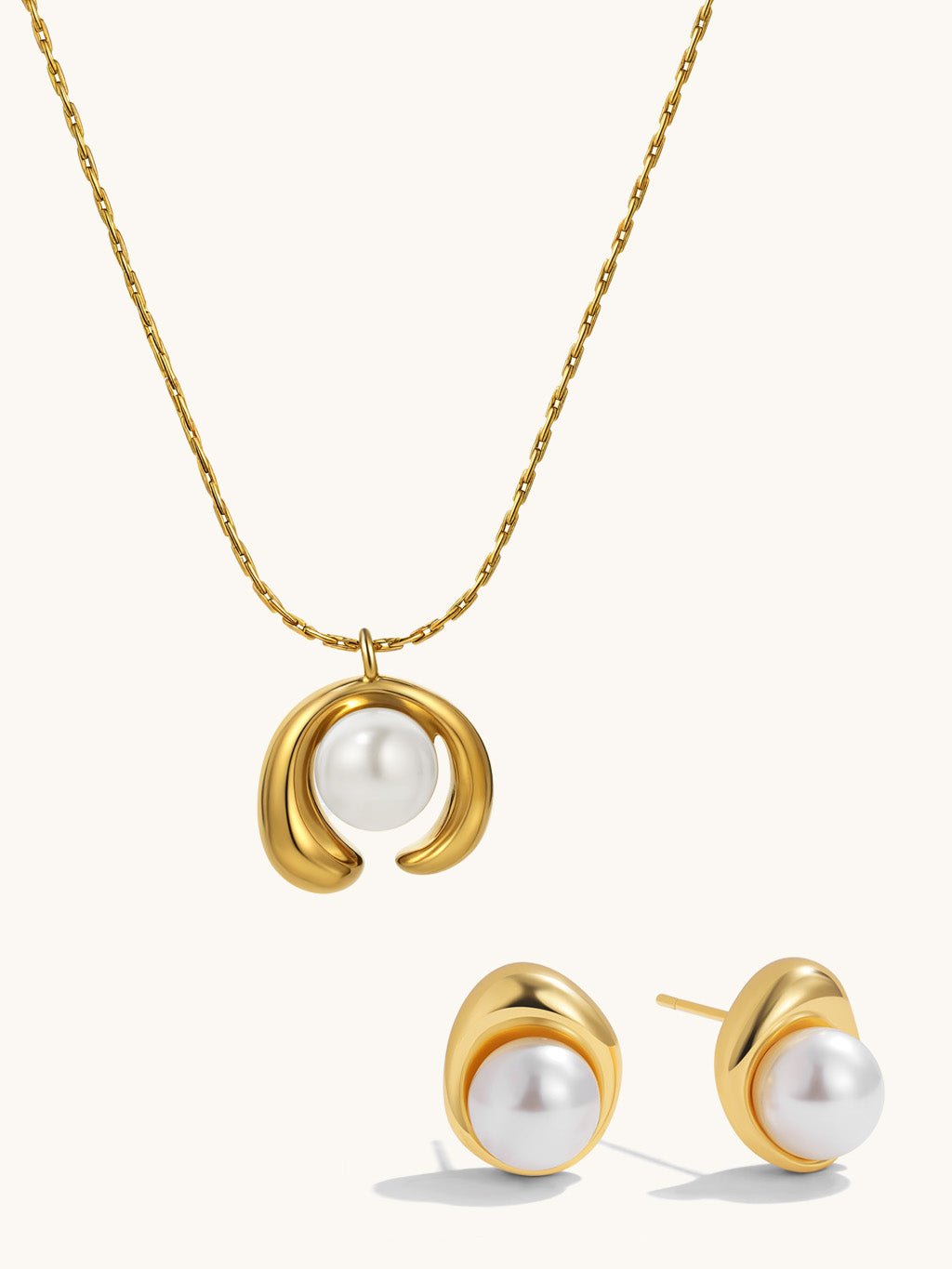 Umarmte Perle Kette & All-Match Pearl Ohrringe Schmuck Set - Dorose | Wasserresistent, kein Verfärben