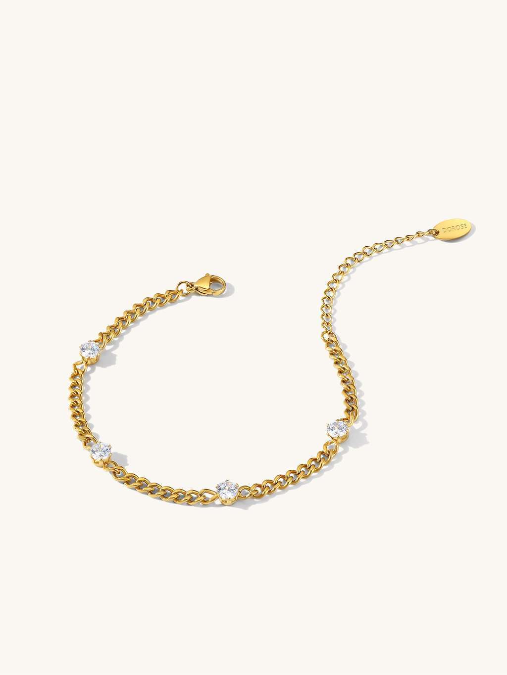 Umwerfendes Set: Panzerkette + Armband mit Zirkoniasteinen - Dorose | Wasserfester Schmuck, 18K vergoldet