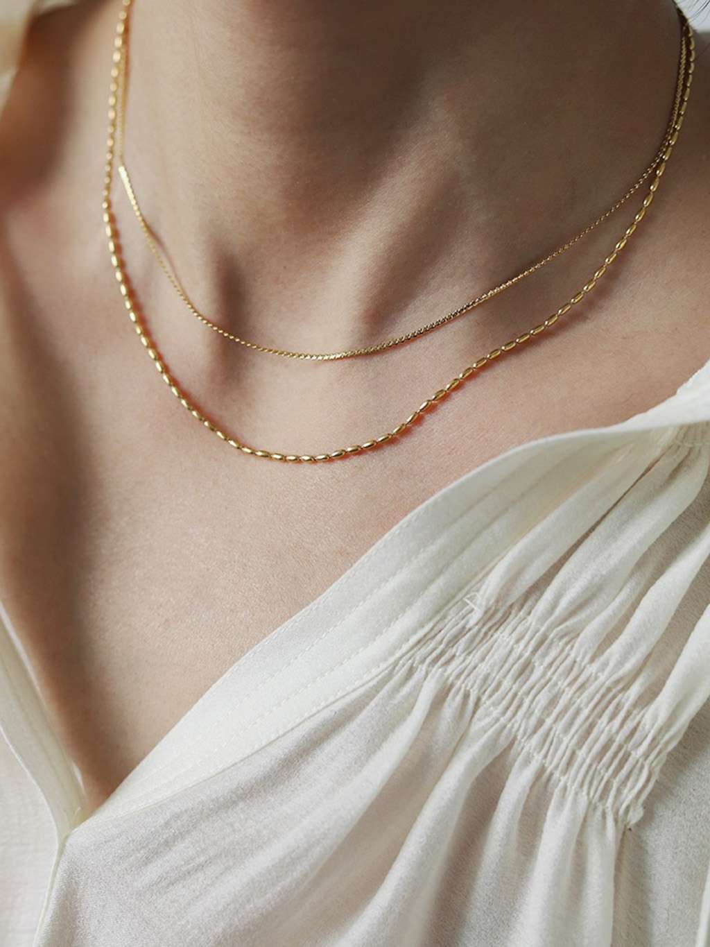 Verdrehte Eleganz - Exquisite Doppelketten mit Weizenkorn - Dorose | Wasserfester Schmuck, 18K vergoldet