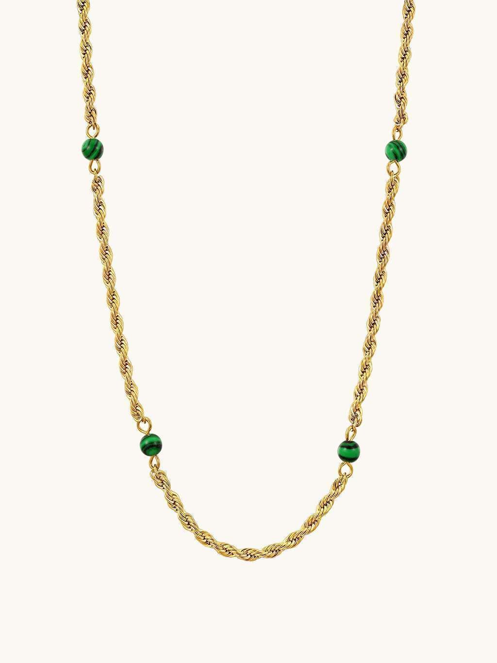 Verdrehte Pfauenstein - Halskette - Dorose | Wasserfester Schmuck, 18K vergoldet