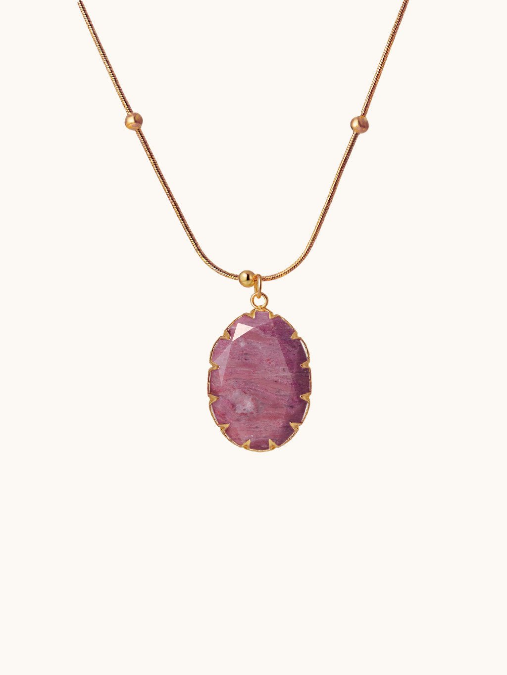 Vergoldeter Anhänger mit ROSA Heilstein - Kette Gold - Dorose | Wasserresistent, kein Verfärben