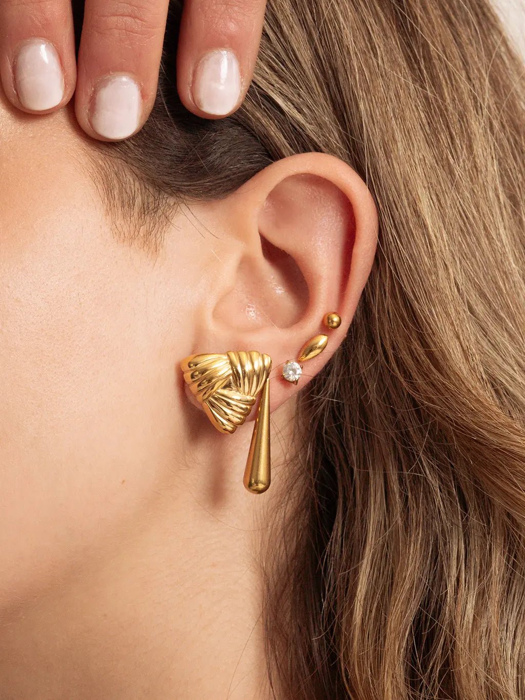Vintage Chunky Triangle Ohrringe Gold - Dorose | Wasserfester Schmuck, 18K vergoldet