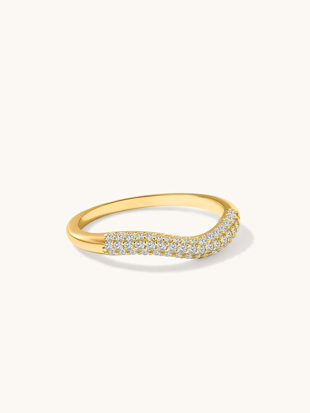 Wave Ring mit Zirkonia Gold - Dorose | Wasserfester Schmuck, 18K vergoldet