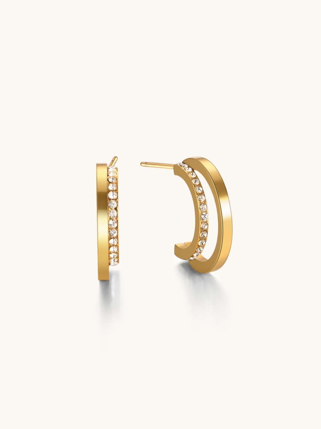 Wavy Zirkonia Ohrringe Gold - Dorose | Wasserfester Schmuck, 18K vergoldet