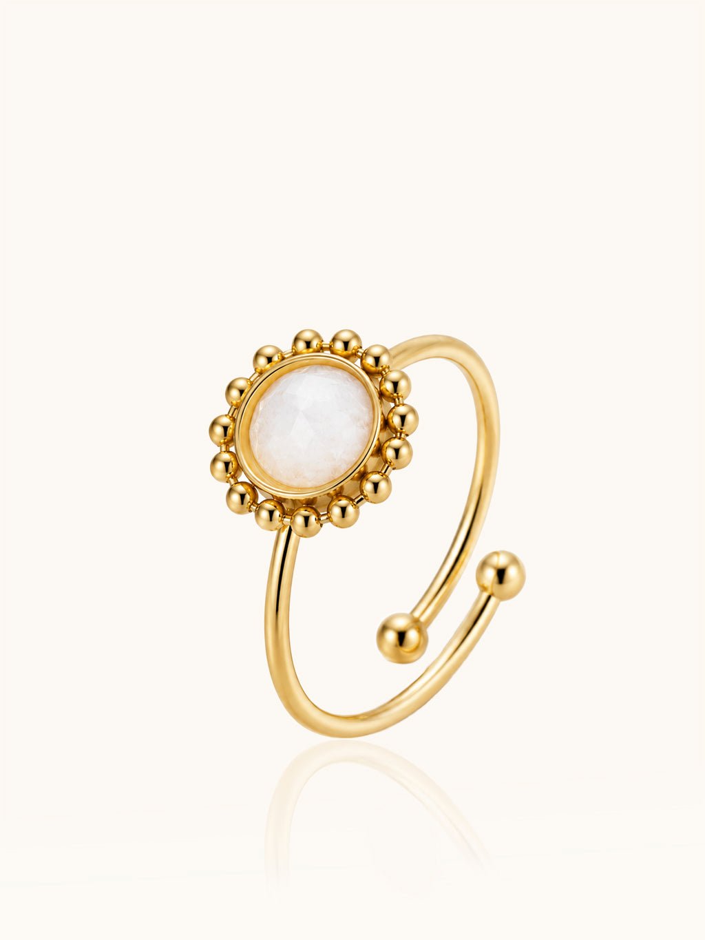 Weißer Naturstein Ring Gold Verstellbar - Dorose | Wasserresistent, kein Verfärben