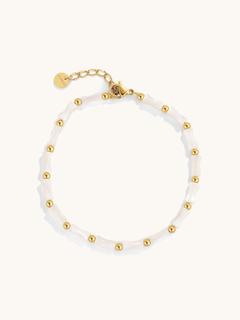 White Bamboo Armband Gold - Dorose | Wasserfester Schmuck, 18K vergoldet