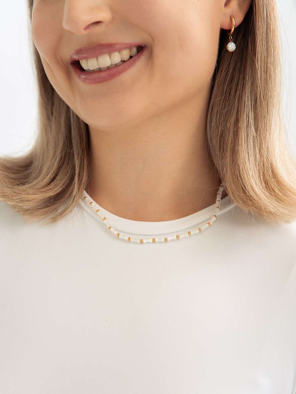 White Bamboo Kette Gold - Dorose | Wasserfester Schmuck, 18K vergoldet