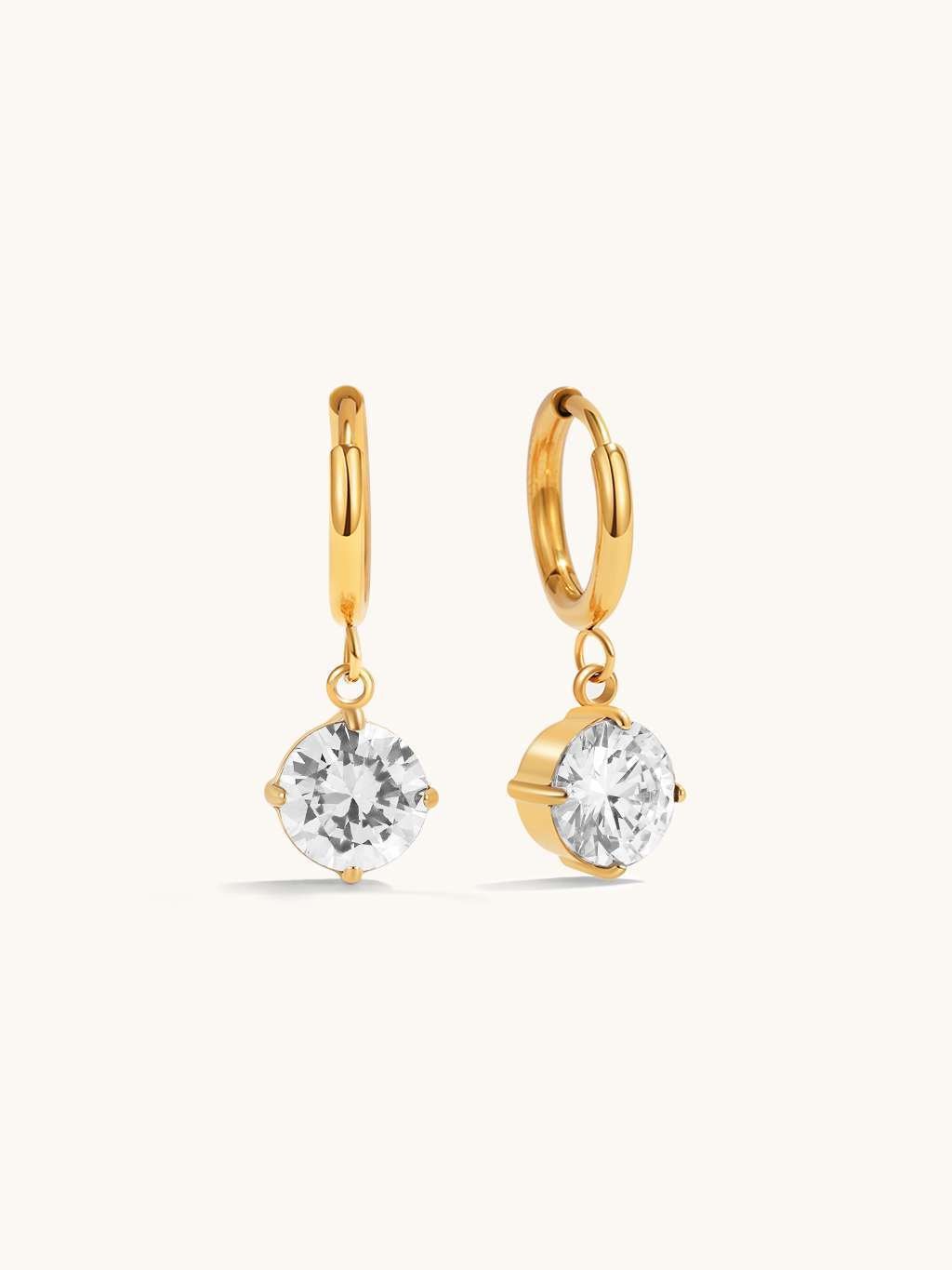 White Gentle Shine Hoop Ohrringe Gold - Dorose | Wasserfester Schmuck, 18K vergoldet