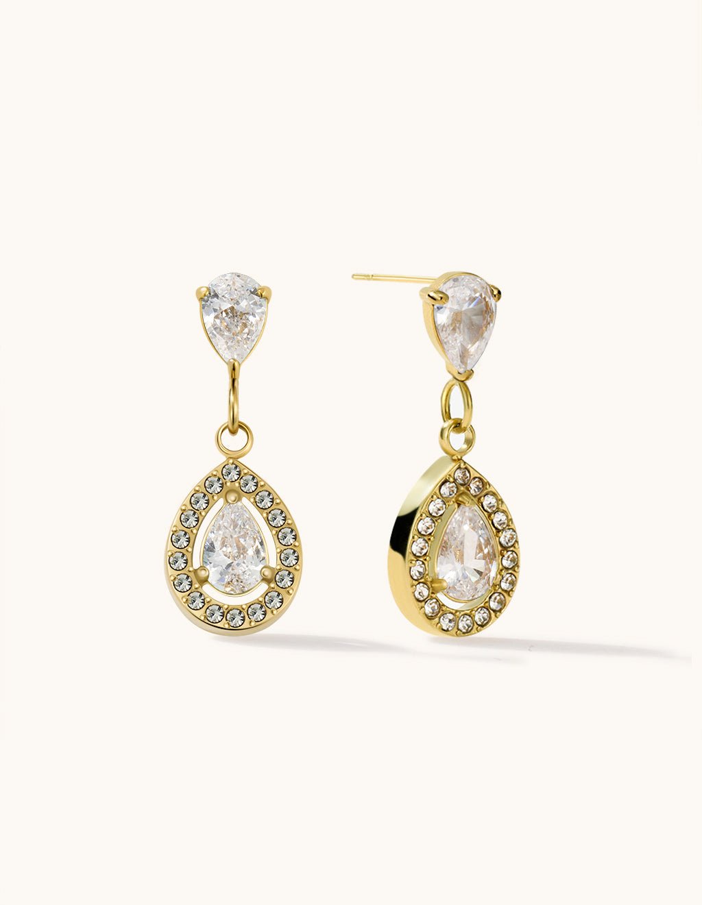 White Romantische Teardrop Ohrringe Gold - Dorose | Wasserfester Schmuck, 18K vergoldet
