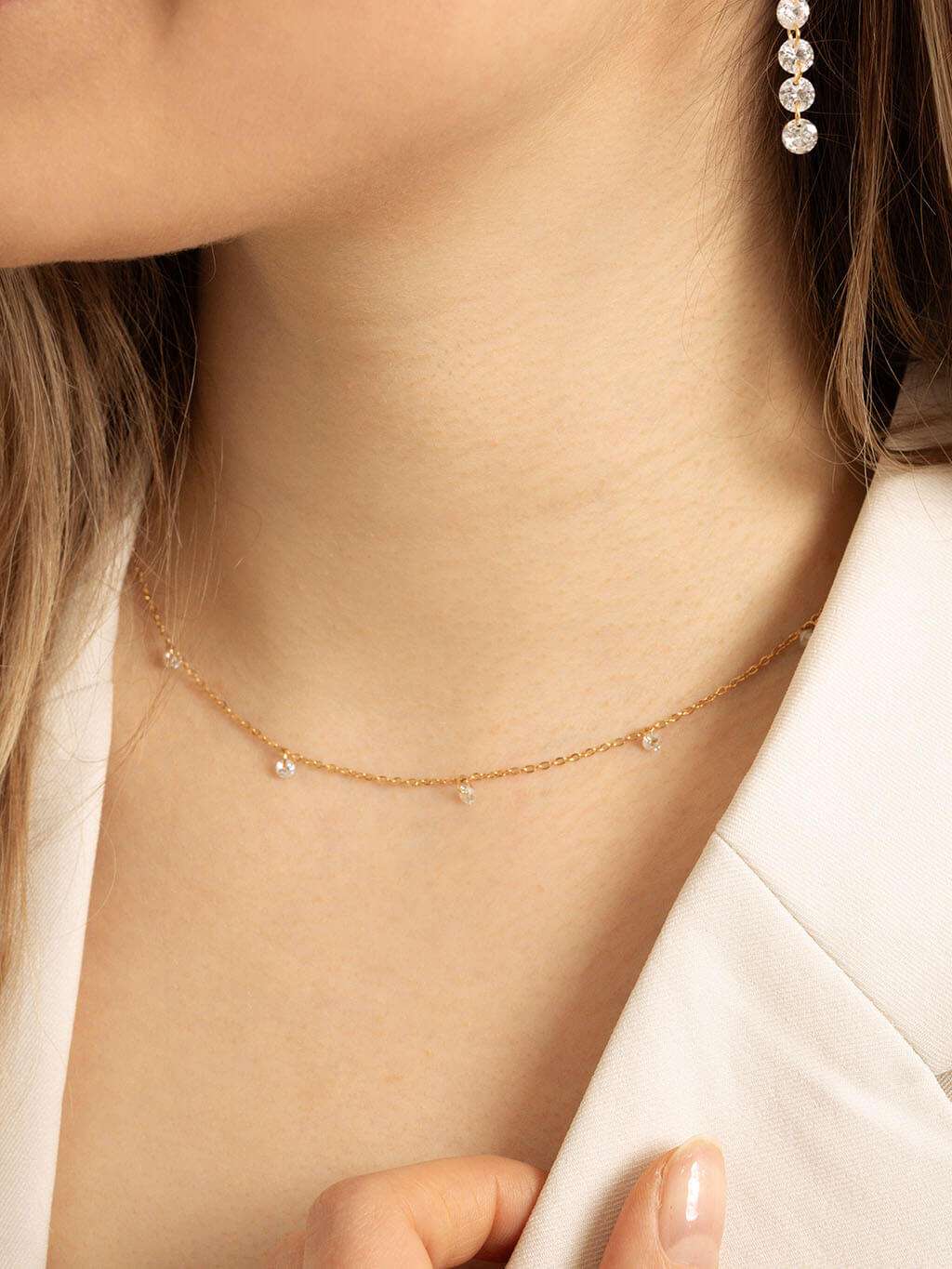 White Shiny Kette Gold - Dorose | Wasserfester Schmuck, 18K vergoldet