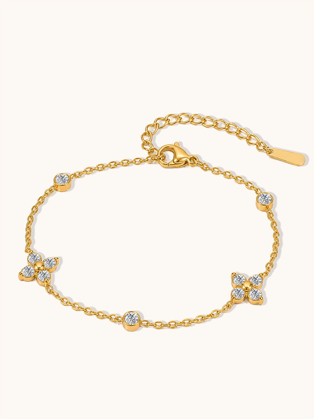 Zirkonia Kleeblatt Armband Gold - Dorose | Wasserresistent, kein Verfärben
