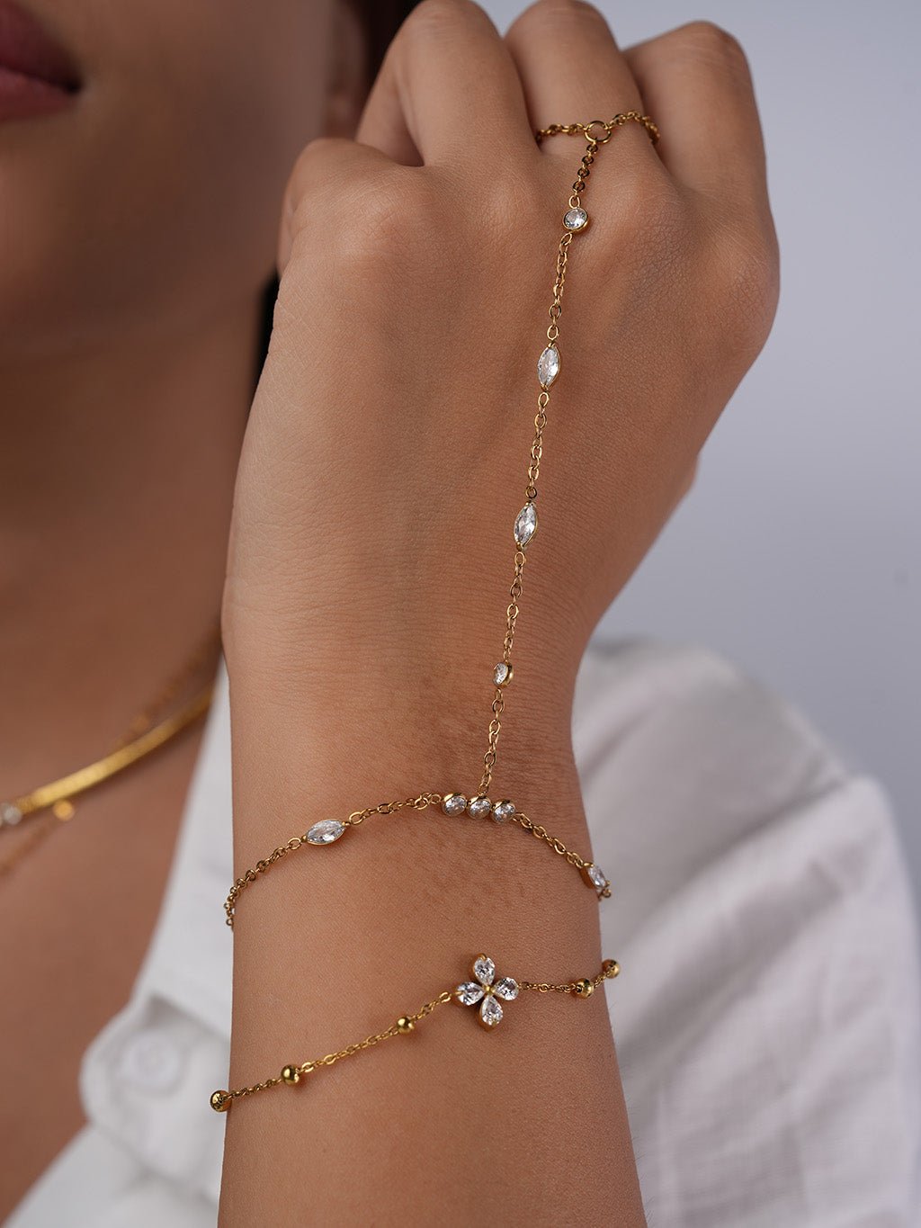 Zirkonia Ring - Armkette Gold - Dorose | Wasserresistent, kein Verfärben