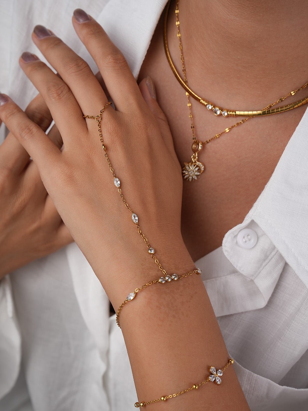 Zirkonia Ring - Armkette Gold - Dorose | Wasserresistent, kein Verfärben