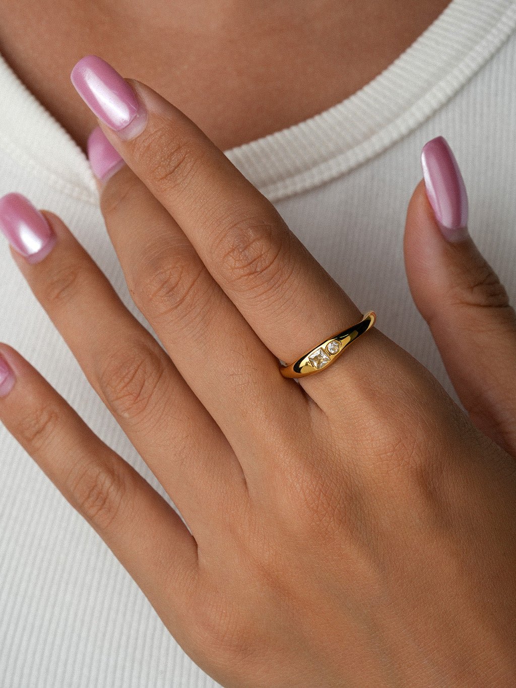 Zweiklang Zirkonia Ring Gold - Dorose | Wasserresistent, kein Verfärben