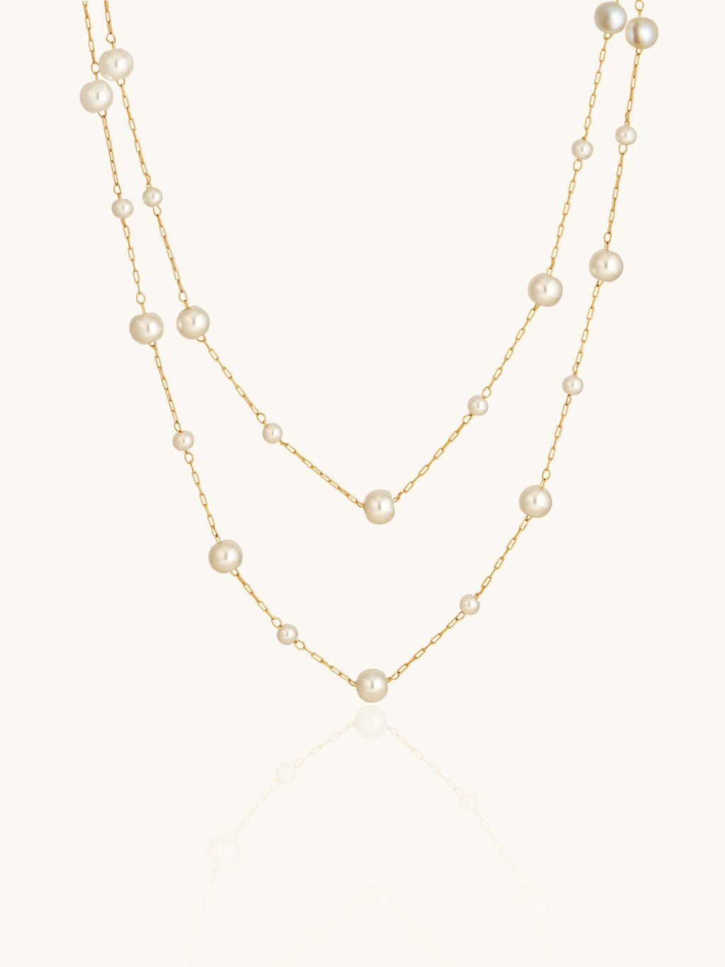 Zweireihige Süßwasser - Perlenkette Gold - Dorose | Wasserresistent, kein Verfärben